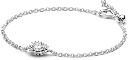 PANDORA Timeless Funkelndes Birnen-Kranz Gliederarmband aus Sterling-Silber mit Cubic Zirkonia, Timeless Kollektion, 18cm, 593001C01-18