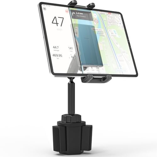 LYFPOOM Tablethalterung Auto Getränkehalter, [Metall Arm] - Getränkehaltern Tablethalter, für iPad Pro 9.7, 10.5, 11, 12.9, iPad Air Mini 6 5 4, Samsung Tablet, und Tablet mit 4.7-13 Zoll