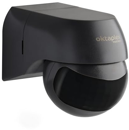 Oktaplex Ana Infrarot Bewegungsmelder Aussen schwenkbar IP44 180° Bewegungssensor Aufputz 10m Reichweite anthrazit Motion Sensor 230V schwarz