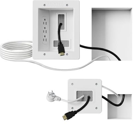 Mount-It! in-Wall TV Cable Concealer Kit with Recessed Power – Triple Outlet, 9ft Cord, and Hand Saw – Easy, Safe Cable Management for Organized TV and Home Theater Setups
