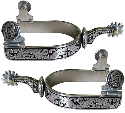 Keuyeo Espuelas De Caballo Espuelas De Vaquero Occidental Espuelas De Caballo De Acero Inoxidable para Competición Ecuestre Entretenimiento Accesorios De Entrenamiento