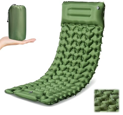 Yewkoisl Sleeping Pad for Camping - Ultralight (1.9lbs) Inflatable Camping Mattress with Built-in Pillow & Foot Pump, 4 Thick Compact Air Pad for Backpacking, Hiking, Traveling, One-Second Deflation