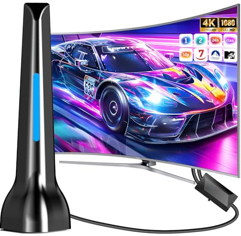Antena para TV Interior 2025,Antena HDTV Potente,Compatible con 4K 1080P DTMB DVB-T2 DVB-T TDT para Fire TV y Todos los televisores Antiguos-All TVs