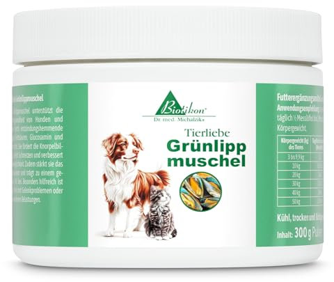 Grünlippmuschel Pulver nach Dr. med. Michalzik - für Hunde und Katzen, Gelenkgesundheit und Beweglichkeit - ohne Zusatzstoffe - von BIOTIKON®