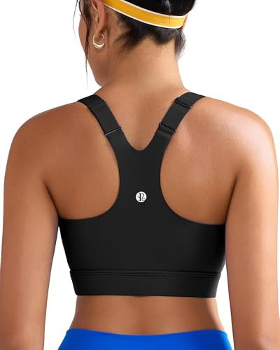 RUNNING GIRL Black Sports Bra for Women,Adjustable Straps Molded Cups High Support Sports Bras for Women Large Bust(3110Black_XL)