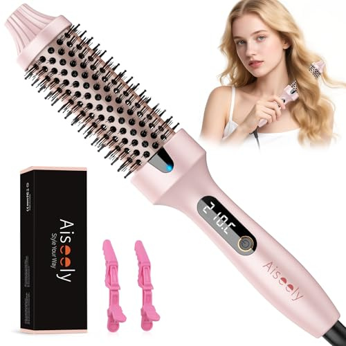 AISEELY Cepillo Térmico, Cepillo Redondo Caliente Cerámica de 38mm para Creando Ondas Naturales y un Volumen, Thermal Brush para Cabello Rizado o Liso (160℃-210℃), Función de Doble Voltaje
