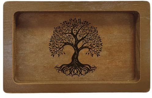 CREATCABIN Bandeja para Joyas Mini Bandeja para Tocador de Baño Bandeja de Madera para Servir Organizador de Platos de Madera Bandeja Dispensadora de Jabón para Joyas Perfume Vela Llave para 14x9cm