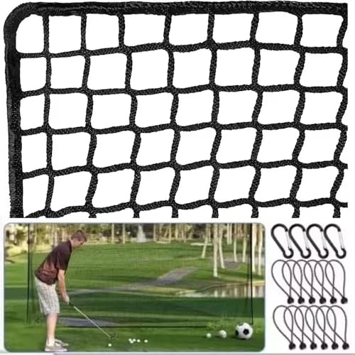 Filet de Golf d'Entraînement 3m x 5m Noir de 2,54cm avec Bordures Renforcées,Comprend 12 Élastiques à Balles et 4 Mousquetons,Facile à Installer pour Exercices de Swing dans Garage ou Jardin
