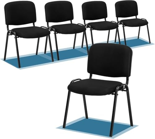LEADZM Stapelstühle，Schwingstuhl，Bürostuhl Ohne Armlehne，mit Gepolsterter Sitzfläche & Rückenlehne，Konferenzstuhl, Home Office, Rezeption, 5er(Schwarz)