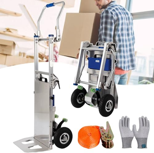 Electric Stair Climbing Hand Truck with 440 lb Capacity, Foldable Design for Moving Heavy Objects on Stairs