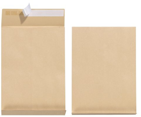 Herlitz Faltentasche B4 130 g Haftklebend, Falte 4 cm, 10-er Packung, eingeschweißt, braun