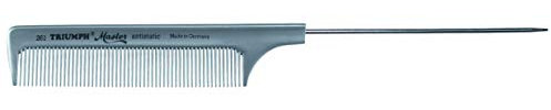 HERCULES SÄGEMANN - 261 Stielkamm mit Nadelstiel | Kamm aus hochwertigem Kunststoff und Stahl-Nadel | Haarkamm mit feiner Zahnweite | Farbe: Silber | Größe: 8,5 Zoll