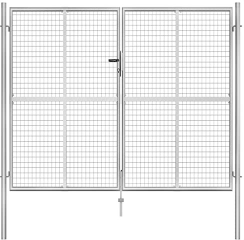 vidaXL Gartentor Verzinkter Stahl 306 x 200 cm Silber