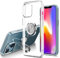 Dqtaoply Hülle für iPhone 14, Ultra Dünn Transparente TPU Silikon Bumper Soft Handyhülle Case mit 360 Grad Ring Stand Magnetische Autohalterung Schutzhülle für iPhone 14 (Klar)