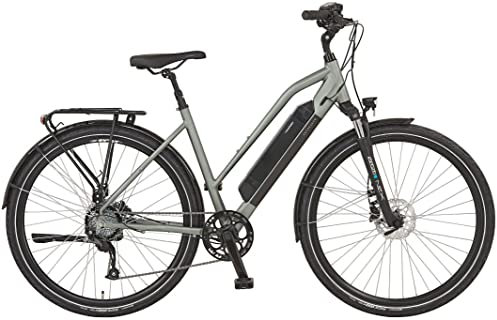 Prophete E-Bike Entdecker, Elektrofahrrad mit 8 Gang Shimano Altus Schaltwerk, Kettenschaltung, Blaupunkt Akku, Heckmotor 250 W, grau