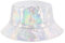 Naimo Reflektierende Fischerhüte Laser Hologramm Metallisch PU Leder Eimer Hut Wasserdicht Bucket Hat Sommer Strand Reise Sonnenhut