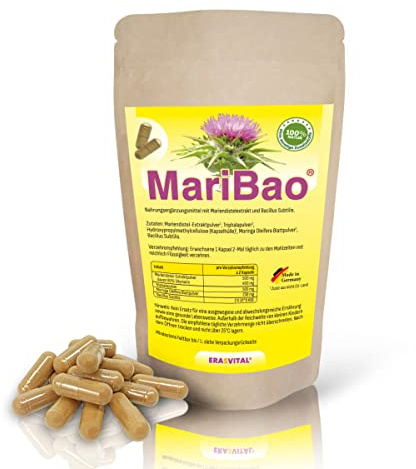 MariBao 180 kapslar vardera 400 mg silymarin, med högdoserat mjölktistelextrakt, Triphala, Moringa Oleifera, Bacillus Subtillis