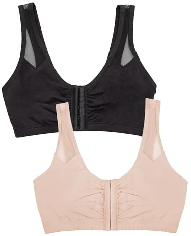 Fruit of The Loom Reggiseno Sportivo da Donna con Chiusura Frontale e Cinghie in Rete, tonalità Nera/Sabbia, 6