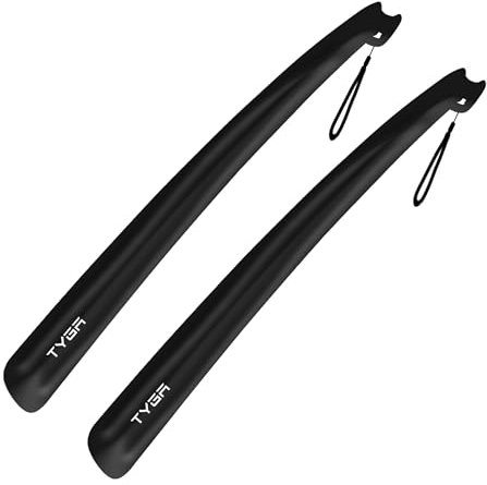 Tyga Chausse-pied à long manche 43 cm de long - Chausse-pied en plastique pour homme et femme avec prise en main confortable - Chausse-pied flexible pour personnes âgées, Noir, Pack of 2