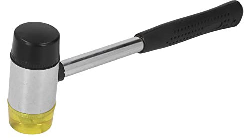 Rubber Mallet with 1in Detachable Double Head and Rubber Handle, 45mm Solid Rubber Hammer Soft Blow Hammer Tapping Block for Leather Crafts Jewelry