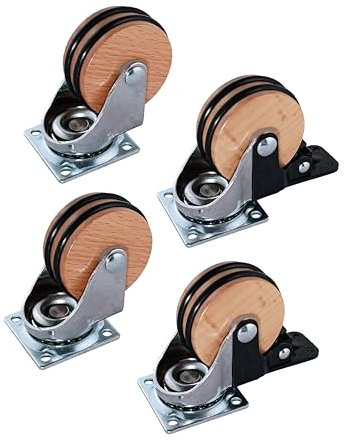 M.PASCUAL - Pack 2 unds Rueda Haya banda doble sin freno + 2und Rueda con freno | Marron (50 mm)