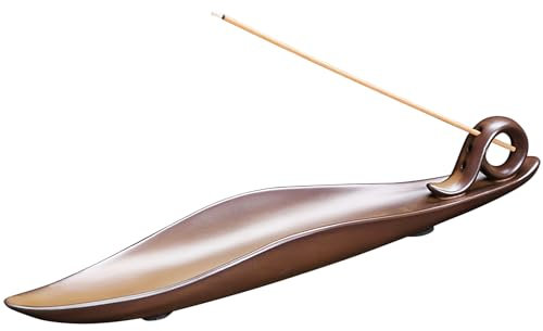 Anseom Porta Incenso per Bastoncini Porta Incenso Porcellana Portaincenso Bastoncino di Incenso a Forma di Foglia Raccoglitore Cenere Fatto a Mano di Incenso per Meditazione Yoga Spa Decorazione