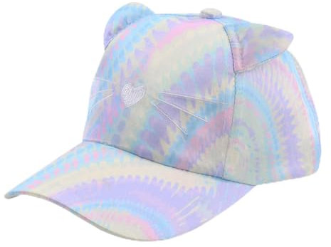 Gorra de Béisbol para Niñas, Gorra de Verano Gato de Colores Gorra Ajustable Circunferencia de la Cabeza Gorra de Coleta Gorra Ajustable Snapback Gorra de Verano para Niños para la Escuela