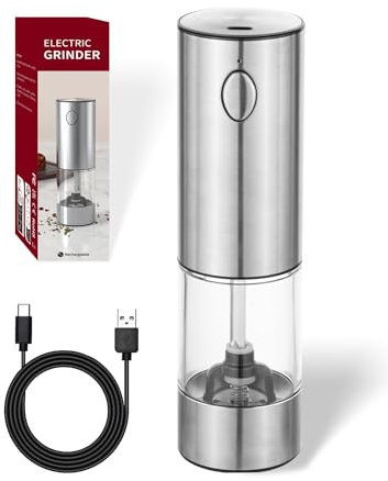 Moulin à sel et à poivre électrique, mécanisme de broyage en céramique en acier inoxydable réglable en continu, rechargeable par usb, avec fenêtre de visualisation