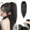 HSAJS Queue Cheveux Naturelle Droite Postiche Clip Extension Cheveux Synthétique Longue Coiffure Haute Ajustable Femme