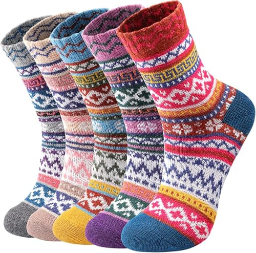 Simpcomf Calze Termiche Donna Calzini Divertenti Termici Invernali Natalizi Calzini Lunghi Cotone Lana Merino,Regali per Donne