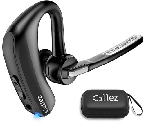 Callez Bluetooth Headset Handy für iPhone Samsung, Kabellos Headset Bluetooth Kopfhörer Freisprech V5.0 mit CVC8.0 Dual Mikrofon ENC Noise Cancelling für Autofahren Business Büro Arbeit