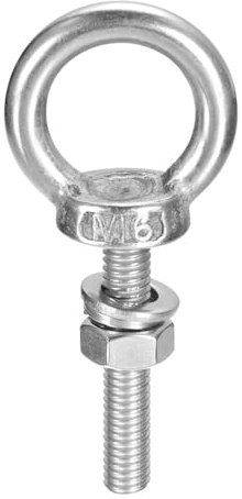 Sourcing Map M6 x 30mm 304 Stainless Steel Eye Bolt With Nut Washer, Shoulder Lifting Ring for Hanging Items