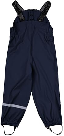 Mikk-line Pantaloni da pioggia per bambini, impermeabili e antivento, ideali per la pioggia e la fanga, per bambini con spalline regolabili, Blu notte, 86