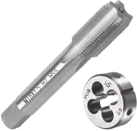 Fleymu M18 X 1,5 Metrisch Gewindeschneid und Gewindeschneideisen, HSS Gewindebohrer und Schneideisen Set, Rechtsgewinde Feingewinde Schneider, Gerade Geriffelt Gewindeschneider, Gewindebohrer Set