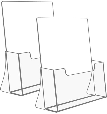 Rarapop Porte-brochure en acrylique transparent - Lot de 2 supports acrylique A4 autonomes - Pour menus, magazines, pamphlets, dépliants et revues sur comptoir (A4)