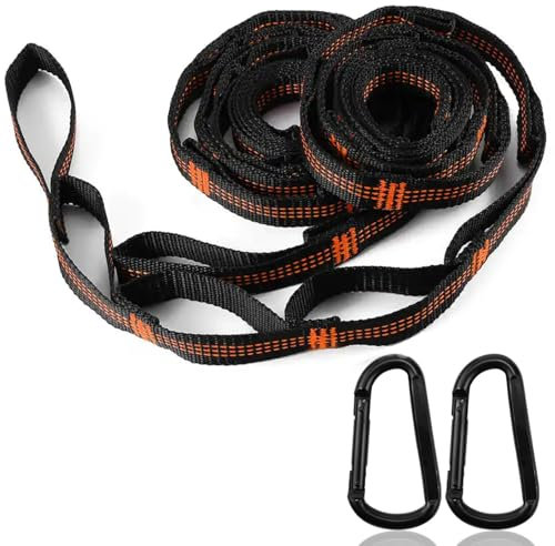 MOAZIFI Hängematte Befestigung, Kinder, Hängematten Aufhängung, 4 Stück Mit D-Ring Karabinern, 1,5 Meter Länge Und 2,5 cm Breite, Ideal Für Camping, Outdoor Reisen Und Familienaktivitäten