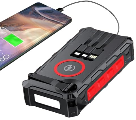 Soldriven powerbank-laddare, handvevad LED, vikbar trådlös, inbyggt SOS-larm, integrerad kompasfunktion, perfekt för cyklister, fiske och vandringsresor