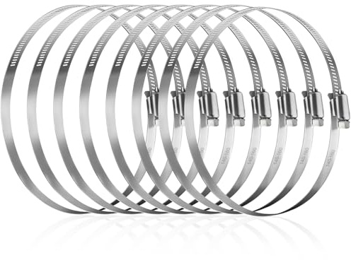 8 Pezzi Fascette Stringitubo 140-160mm, Fascetta Stringitubo Inox, Fascette Metalliche Regolabile per Tubo di Ventilazione, Tubo di Scarico, Tubi