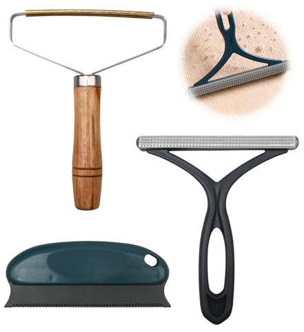 3 Piezas Quitapelusas Manual, Removedor de Pelusa y Pelos para Ropa y Telas, Cepillo Quitapelusas Portátil Doble Cara, Removedor de Pelo de Mascotas para Prendas Sofás Alfombra, Quita Bolas de Tejidos
