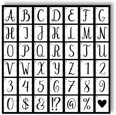 Letter Stencils Alphabet Templates for Painting – 42PCS Reusable Plastic Letter Number Stencils – Large Precision Cut Stencil Set for Wood Wall Fabric Rock – DIY Art Crafts Projects Signs Decoration