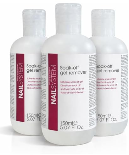 NailSystem acetone per rimuovere lo smalto gel, soak off, per salone professionale di manicure e pedicure con LED UV, da 150 ml 3 pz (3 pz)