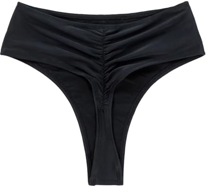 Générique Bas de Bikini Femme Coupe Haute Taille Bas de Maillot de Bain Brésilien String Tanga Bas de Maillots Chic Maillot Menstruel Femme
