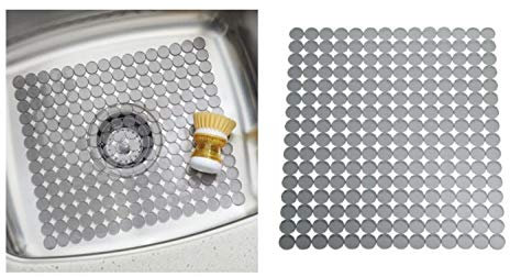 iDesign 70063 Orbz Spülbeckenschutz, zuschneidbare Abtropfmatte aus Kunststoff für Geschirr, graphitfarben, Regulär