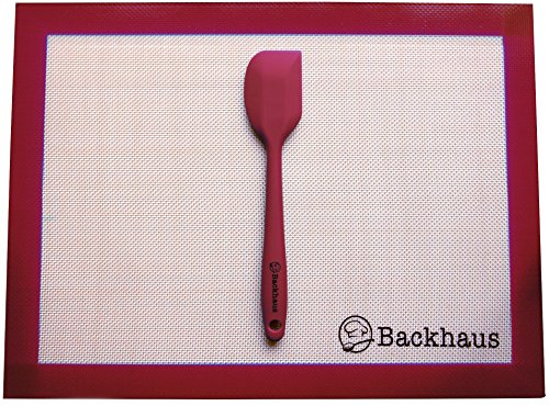 Tappetino da Forno Antiaderente in Silicone con Spatola da Backhaus®, Carta da Forno Riutilizzabile di Grado Professionale, 30x40cm | Rosso