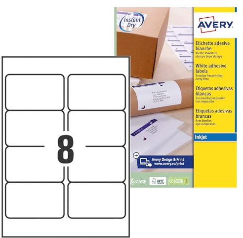 AVERY Zweckform schnelltrocknende Adressetiketten für Tintenstrahldrucker 8 pro Blatt 99,1 x 67,7 mm 200 Etiketten weiß