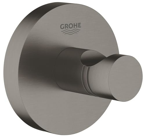 GROHE Essentials, Bademantelhaken mit verdeckter Befestigung (langlebige und pflegeleichte Oberfläche, einfache Montage), anthrazit, 40364AL1