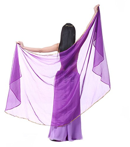 Calcifer 250 cm * 120 cm Gasa semicírculo Bufanda Danza del Vientre Velo Accesorios para Mujer Profesional Dancer