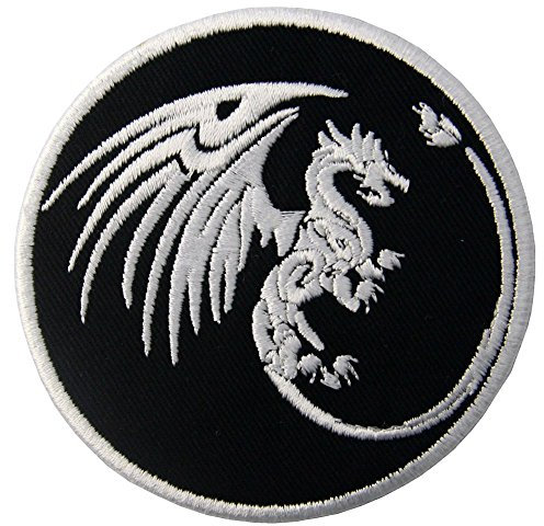 Aufnäher, bestickt, Design: Drachen Symbole, Macht und Macht, zum Aufbügeln oder Aufnähen