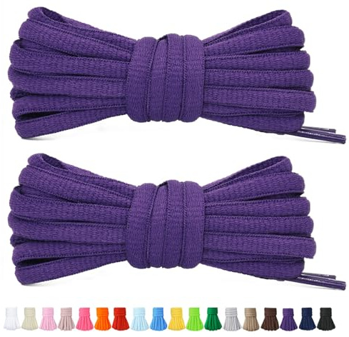 Stepace 2 par 6 mm ovala runda skosnören för sneakers 60 cm – 200 cm längd 18 färgade ovala skosnören lila 160cm
