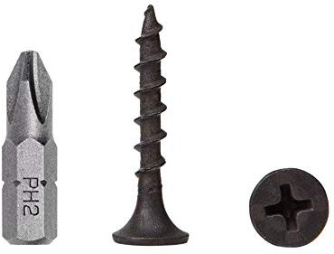 (Lot de 100 vis) Vis en acier au carbone phosphaté noir pour cloison sèche, vis à bois, tête bombée cruciforme, fixations pour panneaux d'aggloméré (100, 3,5 x 25 mm)